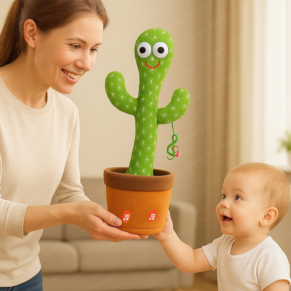 Rechargeable Talking Cactus Toy for Kids - Musical Dancing, Speaking Cactus Toy for Babies – Educational Talking Toy for Baby Boys & Girls (0-6 Years) – Speaking, Repeating for Toddlers