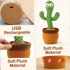 Rechargeable Talking Cactus Toy for Kids - Musical Dancing, Speaking Cactus Toy for Babies – Educational Talking Toy for Baby Boys & Girls (0-6 Years) – Speaking, Repeating for Toddlers