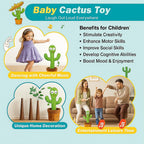 Rechargeable Talking Cactus Toy for Kids - Musical Dancing, Speaking Cactus Toy for Babies – Educational Talking Toy for Baby Boys & Girls (0-6 Years) – Speaking, Repeating for Toddlers