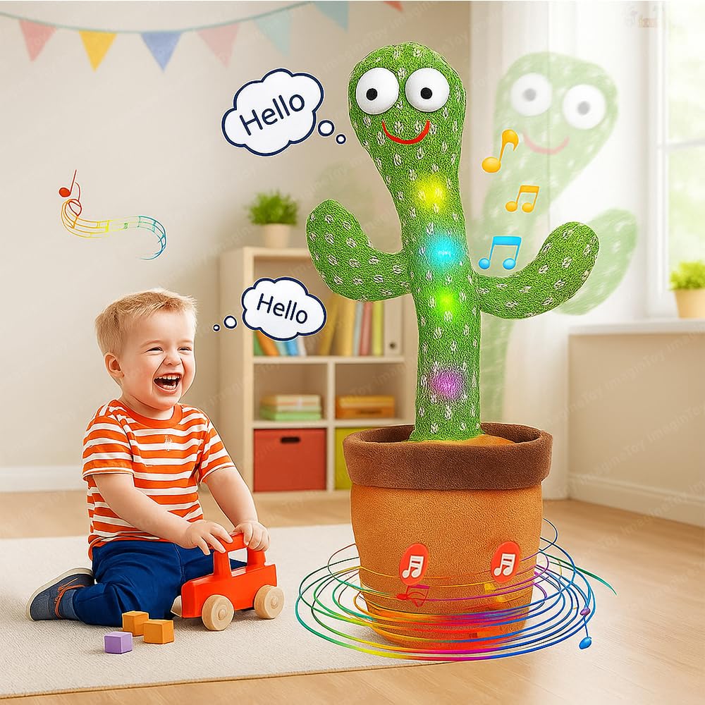 Rechargeable Talking Cactus Toy for Kids - Musical Dancing, Speaking Cactus Toy for Babies – Educational Talking Toy for Baby Boys & Girls (0-6 Years) – Speaking, Repeating for Toddlers