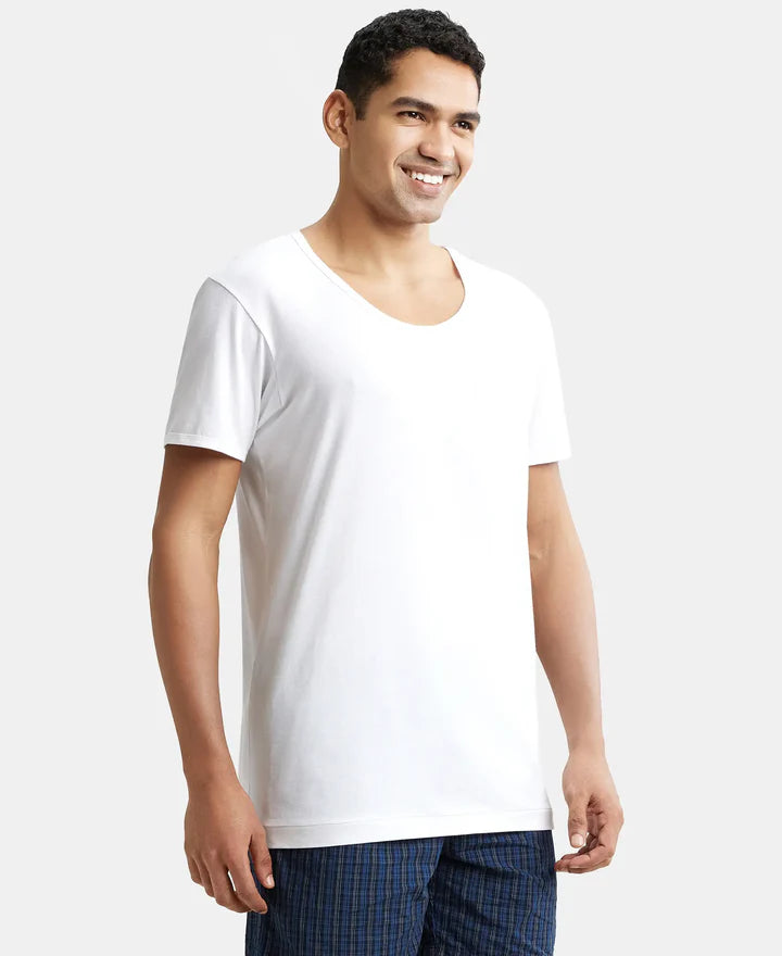 Jockey Super Combed Cotton Round Neck Half Sleeved Vest - White (Pack of 2)