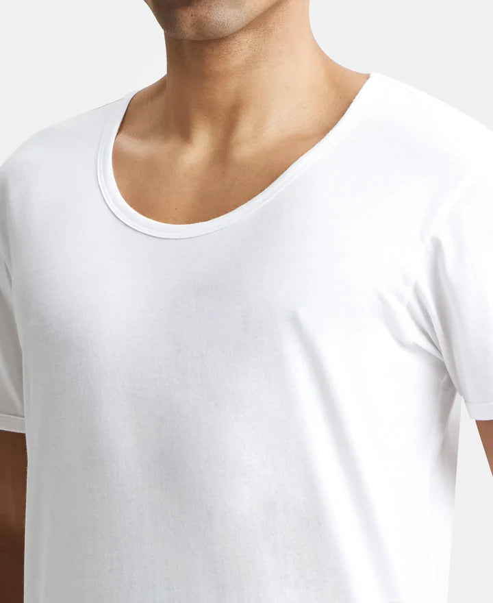 Jockey Super Combed Cotton Round Neck Half Sleeved Vest - White (Pack of 2)