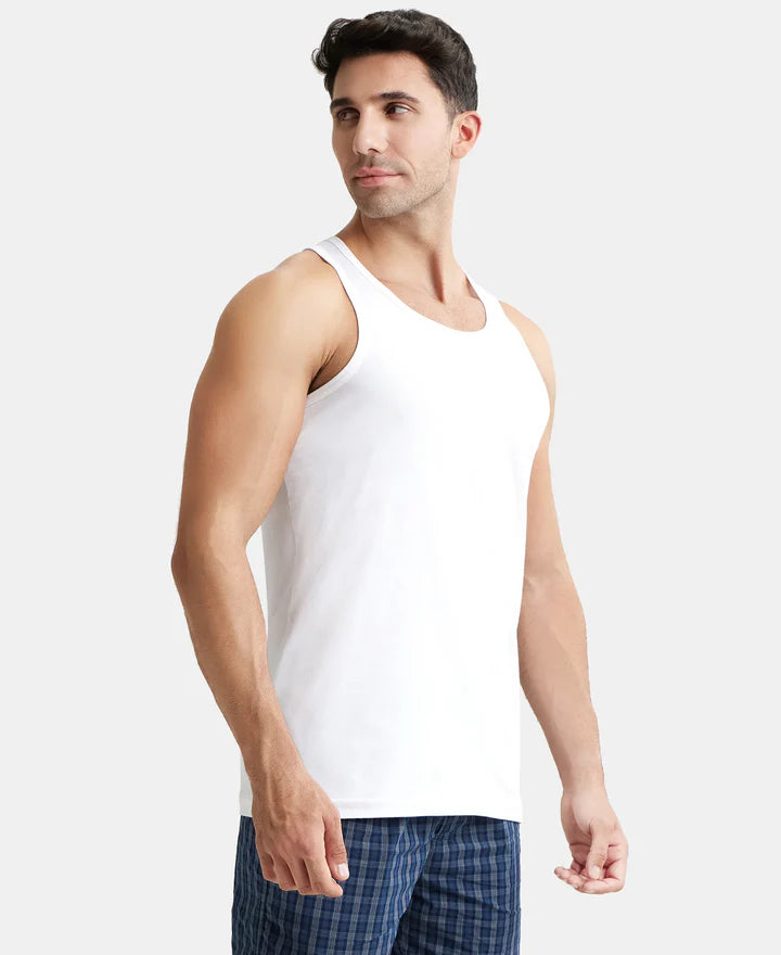 Jockey Super Combed Cotton Round Neck Sleeveless Vest - White (Pack of 3)
