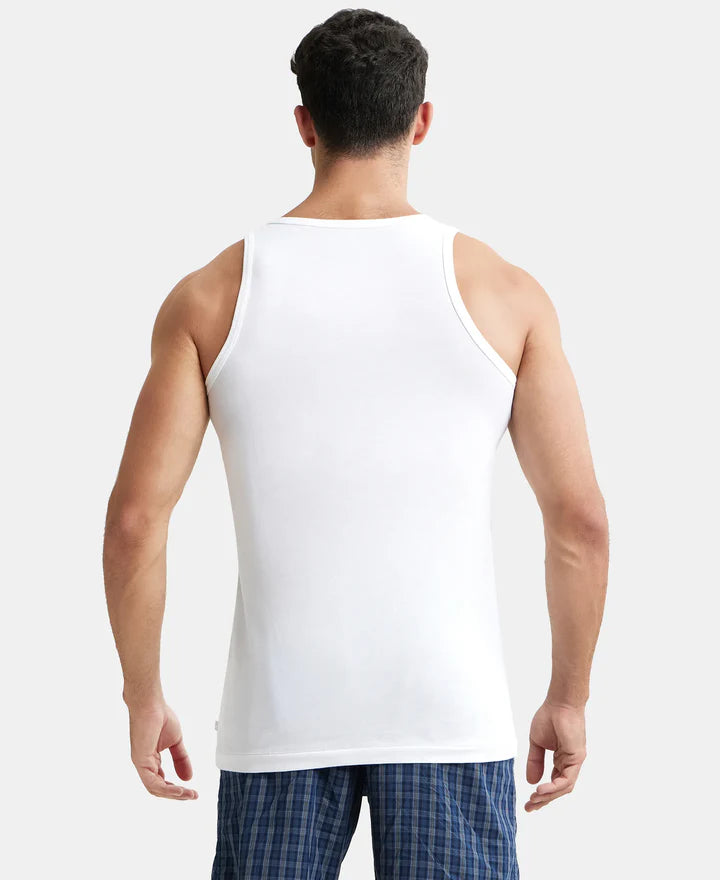 Jockey Super Combed Cotton Round Neck Sleeveless Vest - White (Pack of 3)