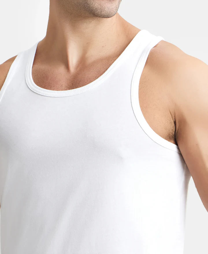Jockey Super Combed Cotton Round Neck Sleeveless Vest - White (Pack of 3)