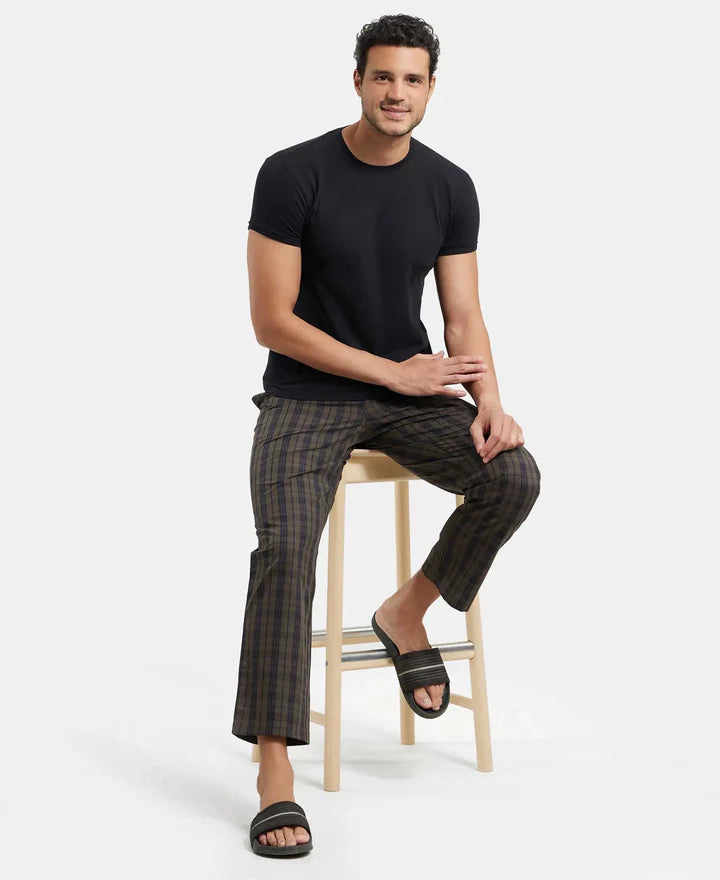 Jockey Regular Fit Checkered Pyjama with Side Pockets - Black Olive