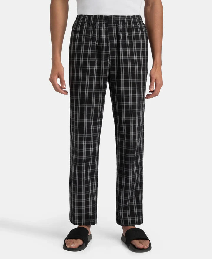 Jockey Regular Fit Checkered Pyjama with Side Pockets - Black & White