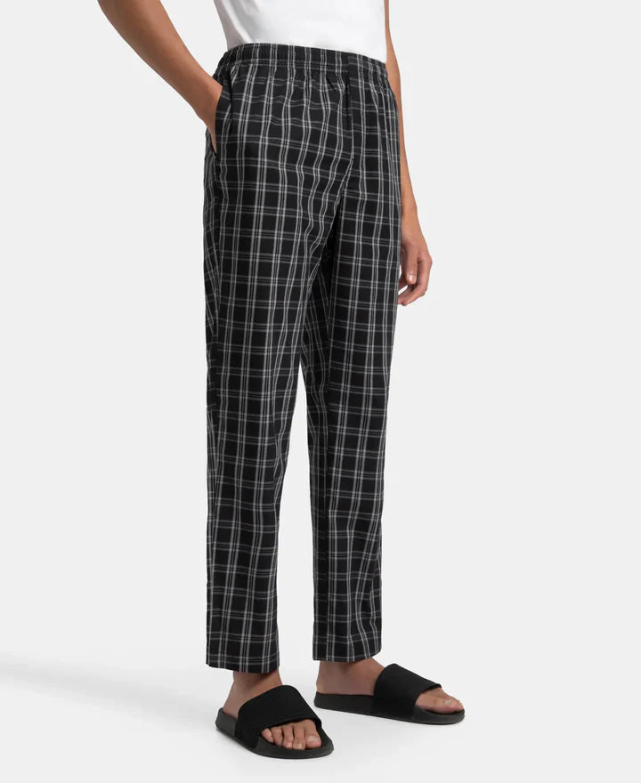Jockey Regular Fit Checkered Pyjama with Side Pockets - Black & White