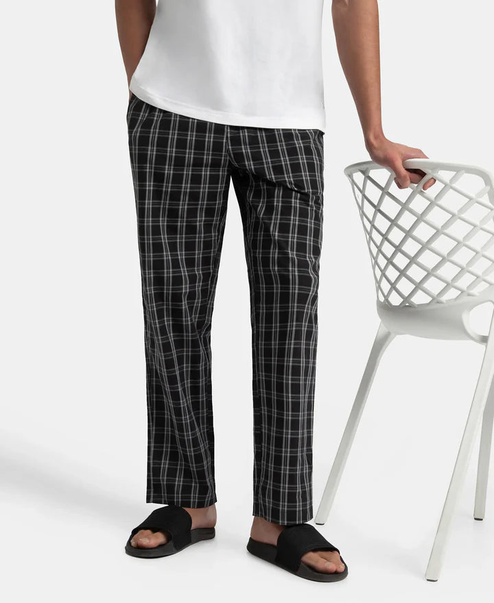 Jockey Regular Fit Checkered Pyjama with Side Pockets - Black & White