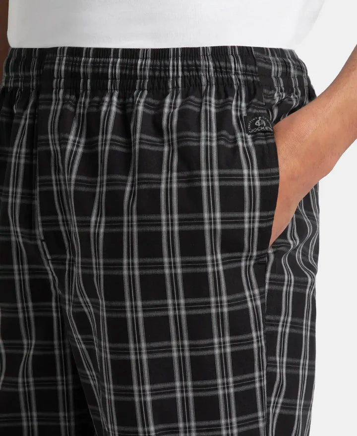 Jockey Regular Fit Checkered Pyjama with Side Pockets - Black & White