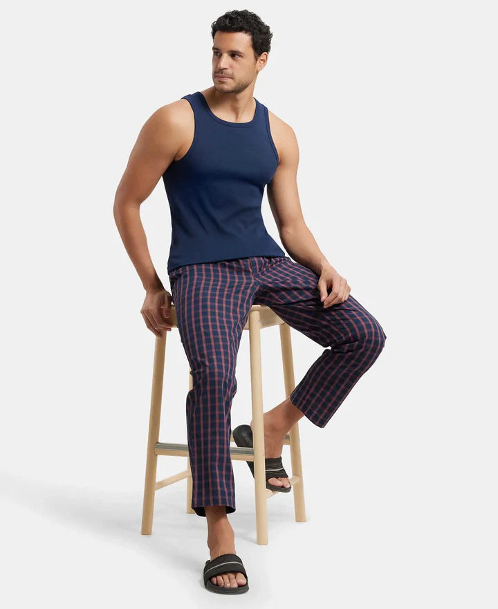 Jockey Regular Fit Checkered Pyjama with Side Pockets - Navy