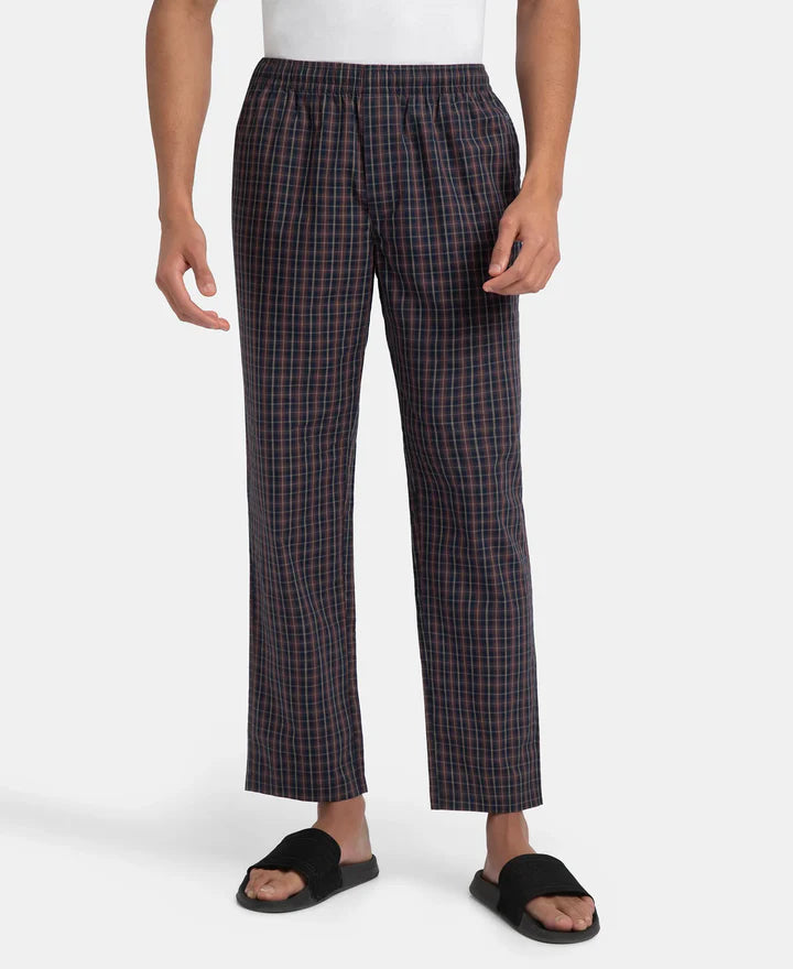 Jockey Regular Fit Checkered Pyjama with Side Pockets - Navy & Maroon