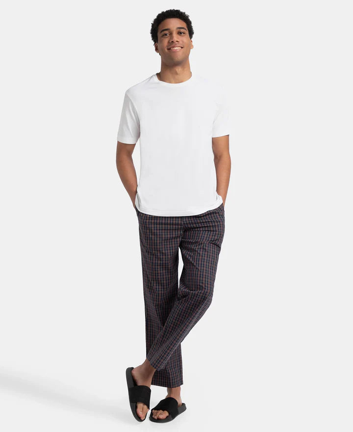Jockey Regular Fit Checkered Pyjama with Side Pockets - Navy & Maroon