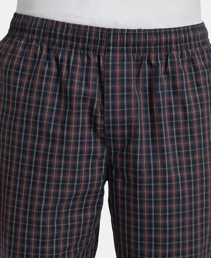 Jockey Regular Fit Checkered Pyjama with Side Pockets - Navy & Maroon