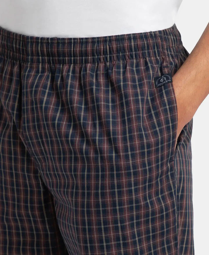 Jockey Regular Fit Checkered Pyjama with Side Pockets - Navy & Maroon