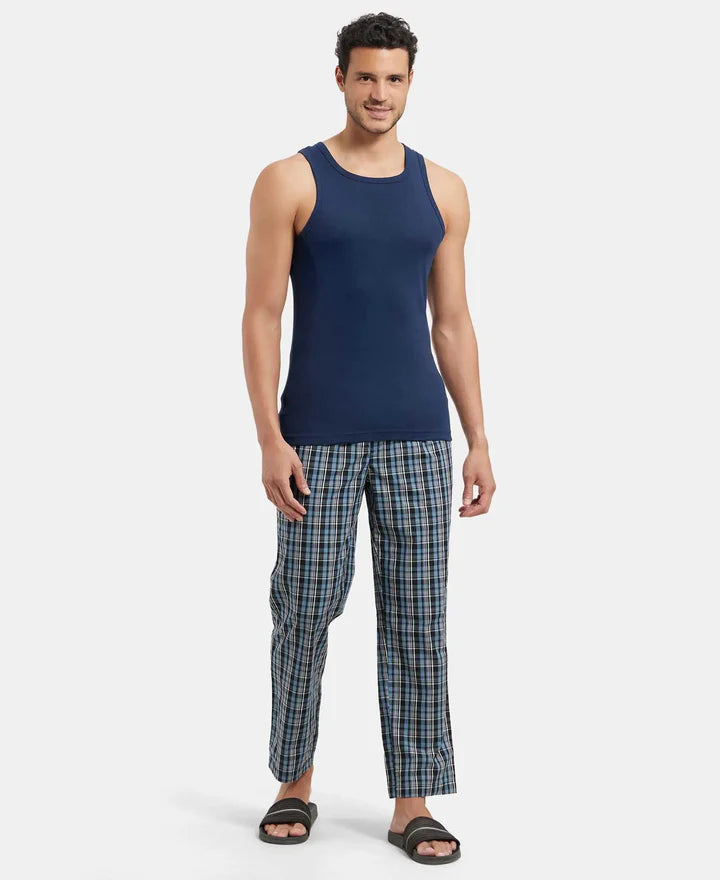 Jockey Regular Fit Checkered Pyjama with Side Pockets - Navy 1