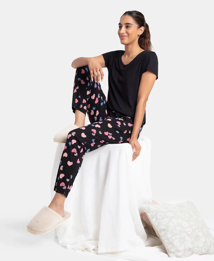 Jockey T-Shirt & Pyjama Sleep Set Cotton Short Sleeve - Black