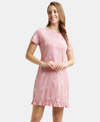 Jockey Sleep Dress Cotton Ruffled Hem Styled Half Sleeve Printed - Blush Assorted Prints