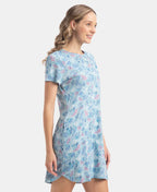 Jockey Sleep Dress Cotton Ruffled Hem Styled Half Sleeve Printed - Forget Me Not