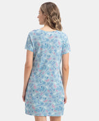 Jockey Sleep Dress Cotton Ruffled Hem Styled Half Sleeve Printed - Forget Me Not
