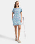 Jockey Sleep Dress Cotton Ruffled Hem Styled Half Sleeve Printed - Forget Me Not