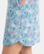 Jockey Sleep Dress Cotton Ruffled Hem Styled Half Sleeve Printed - Forget Me Not