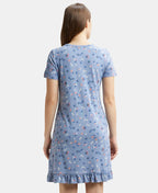 Jockey Sleep Dress Cotton Ruffled Hem Styled Half Sleeve Printed - Infinity Blue Assorted Prints