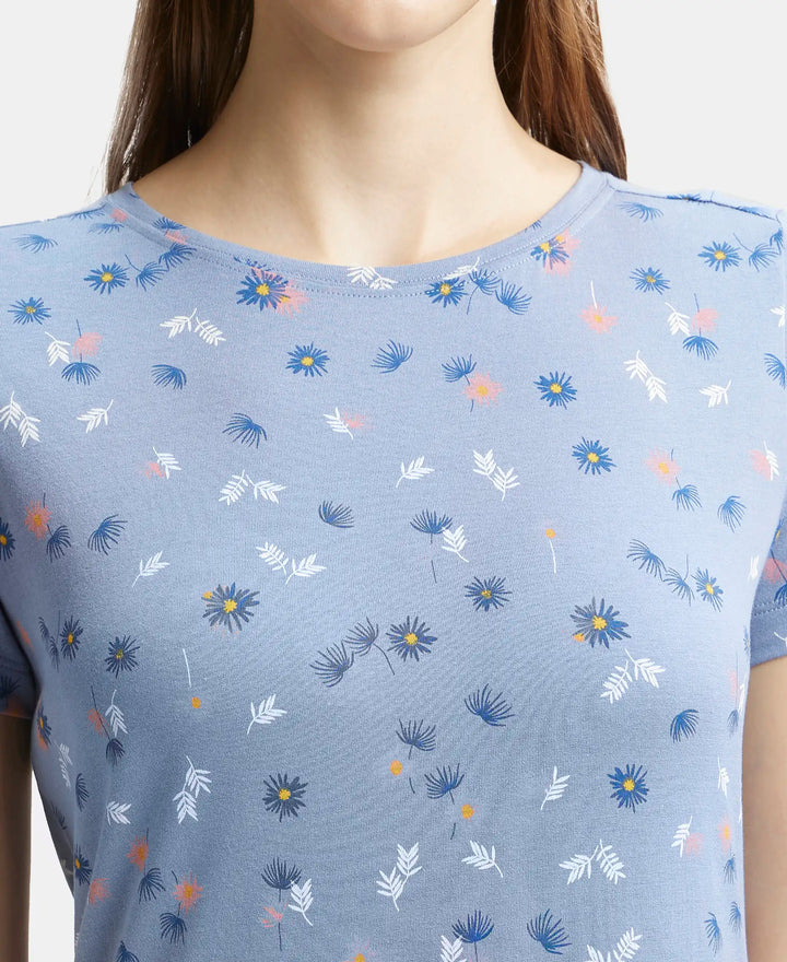Jockey Sleep Dress Cotton Ruffled Hem Styled Half Sleeve Printed - Infinity Blue Assorted Prints
