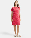 Jockey Sleep Dress Cotton Ruffled Hem Styled Half Sleeve Printed - Ruby