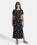 Jockey Lounge Dress Super Combed Cotton Long Length Printed - Black