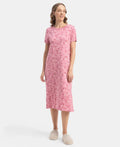 Jockey Lounge Dress Super Combed Cotton Long Length Printed - Cashmere Rose