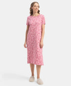 Jockey Lounge Dress Super Combed Cotton Long Length Printed - Cashmere Rose