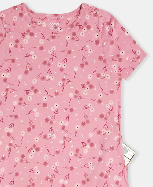 Jockey Lounge Dress Super Combed Cotton Long Length Printed - Cashmere Rose