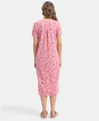 Jockey Lounge Dress Super Combed Cotton Long Length Printed - Cashmere Rose