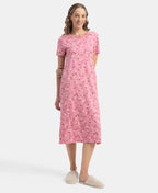 Jockey Lounge Dress Super Combed Cotton Long Length Printed - Cashmere Rose