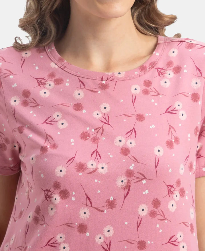 Jockey Lounge Dress Super Combed Cotton Long Length Printed - Cashmere Rose
