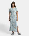 Jockey Lounge Dress Super Combed Cotton Long Length Printed - Forget Me Not
