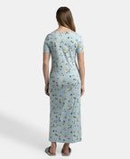Jockey Lounge Dress Super Combed Cotton Long Length Printed - Forget Me Not