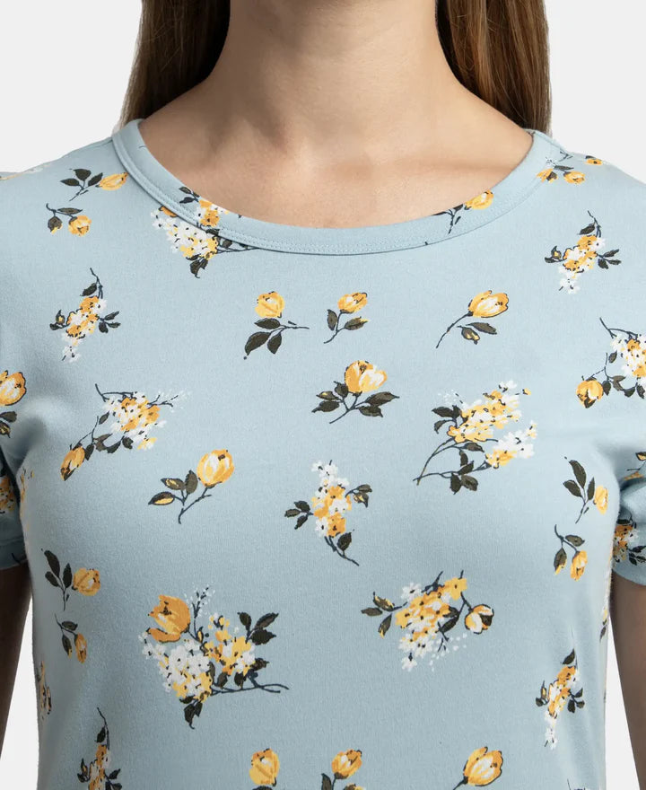 Jockey Lounge Dress Super Combed Cotton Long Length Printed - Forget Me Not