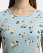 Jockey Lounge Dress Super Combed Cotton Long Length Printed - Forget Me Not