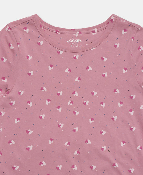 Jockey Lounge Dress Super Combed Cotton Long Length Printed - Wild Rose