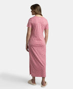 Jockey Lounge Dress Super Combed Cotton Long Length Printed - Wild Rose
