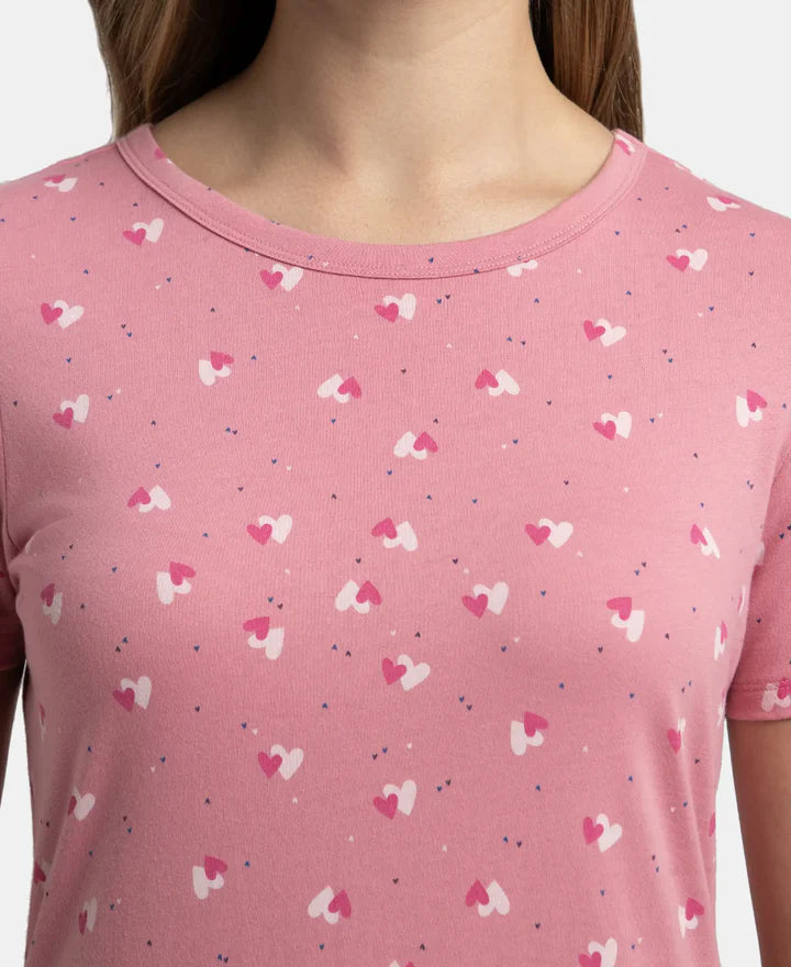 Jockey Lounge Dress Super Combed Cotton Long Length Printed - Wild Rose