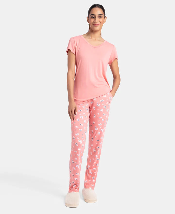 Jockey T-Shirt & Pyjama Sleep Set Cotton Short Sleeve - Peach Blossom
