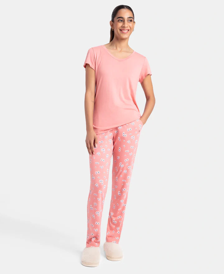 Jockey T-Shirt & Pyjama Sleep Set Cotton Short Sleeve - Peach Blossom