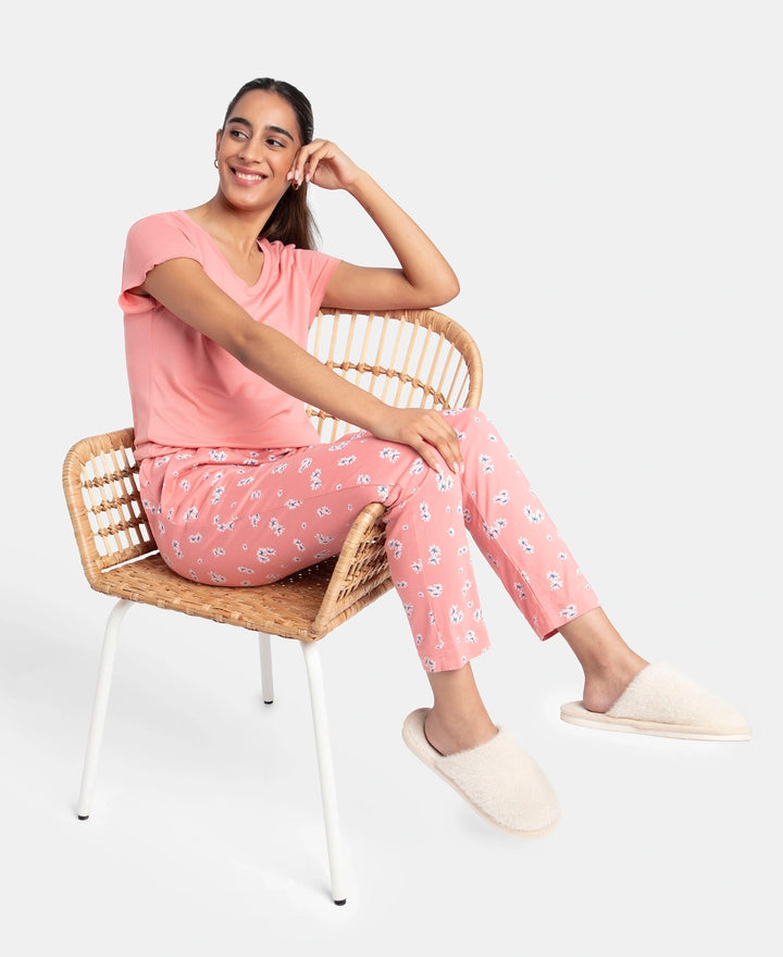 Jockey T-Shirt & Pyjama Sleep Set Cotton Short Sleeve - Peach Blossom