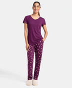 Jockey T-Shirt & Pyjama Sleep Set Cotton Short Sleeve - Purple Wine