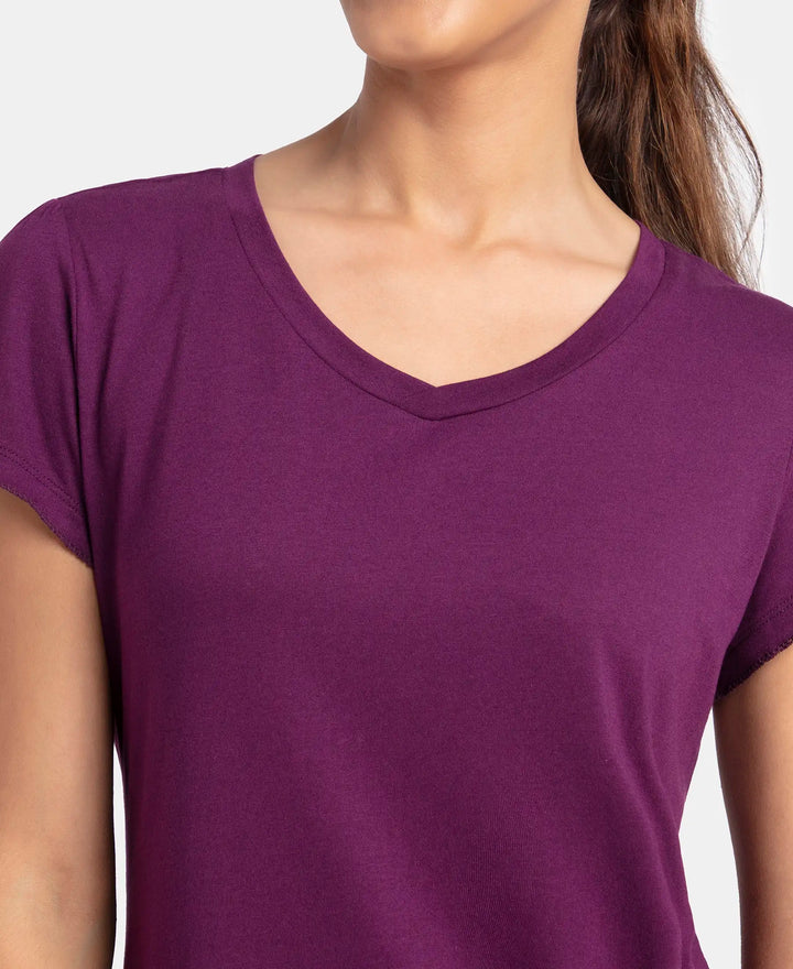 Jockey T-Shirt & Pyjama Sleep Set Cotton Short Sleeve - Purple Wine