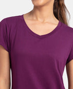 Jockey T-Shirt & Pyjama Sleep Set Cotton Short Sleeve - Purple Wine