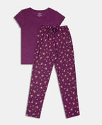 Jockey T-Shirt & Pyjama Sleep Set Cotton Short Sleeve - Purple Wine